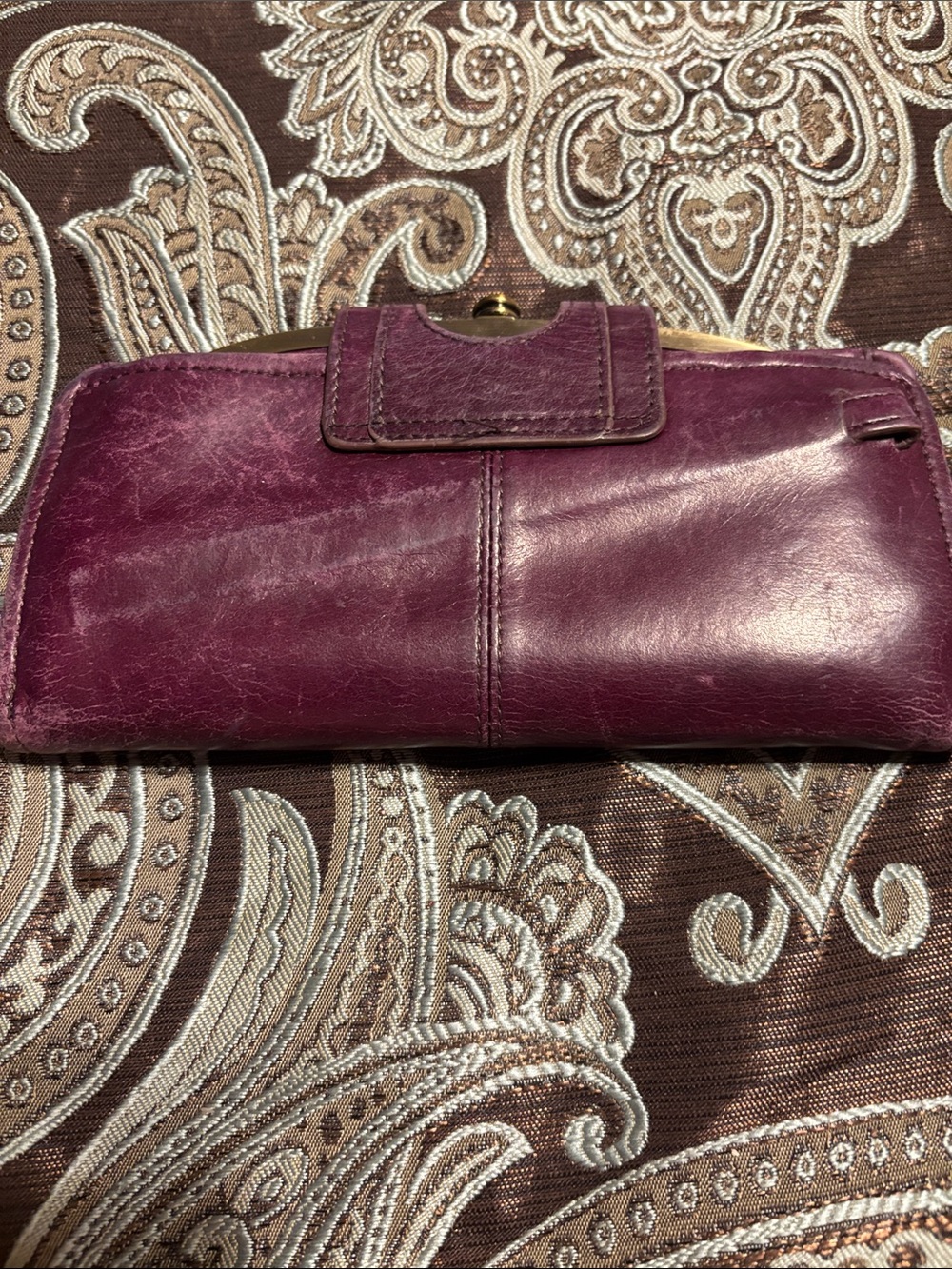 HOBO Plum Leather Wallet with Snap Closure - Picture 2 of 4